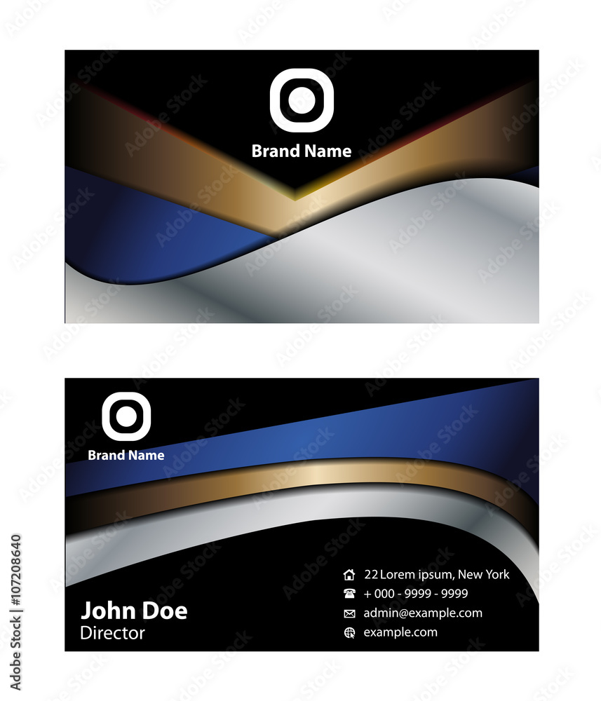 Naklejka premium Blue and black Business card