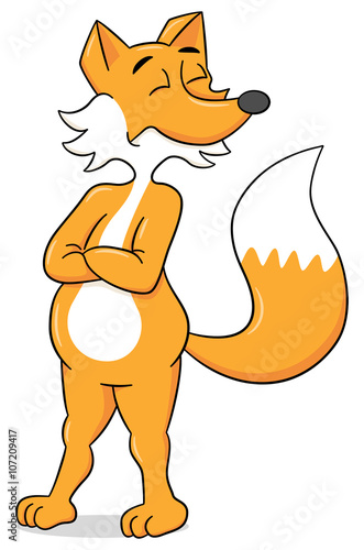beleidigter Cartoon Fuchs mit verschränkten Armen