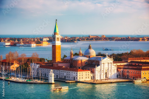 Aerial view at San Giorgio Maggiore island, Venice, Italy