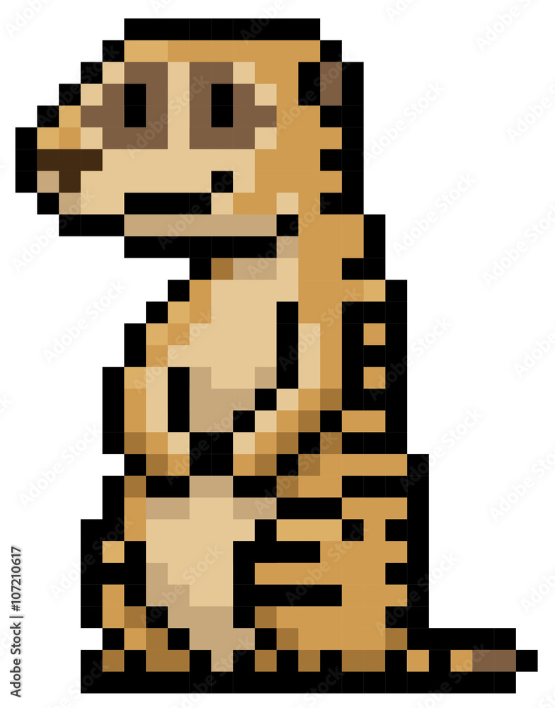 Obraz premium Vector illustration of meerkat cartoon - Pixel design