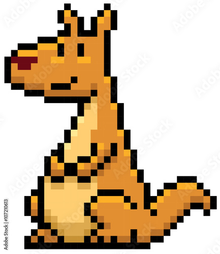 Vector illustration of Kangaroo cartoon - Pixel design