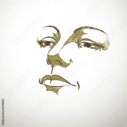 Black and white illustration of lady face, delicate visage features