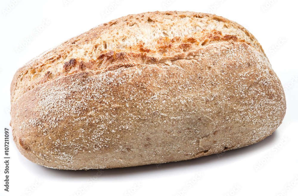 A loaf of bread on a white background.