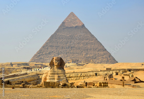 Sphinx and Pyramid in Giza,Egypt