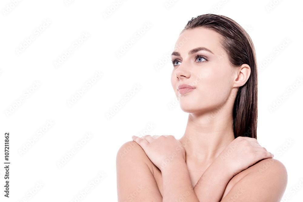 Woman covering her body Woman covering her body