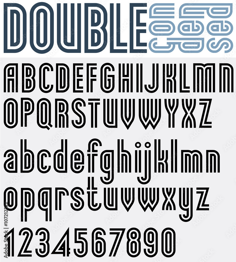 Parallel black and white font and numbers, double poster letters