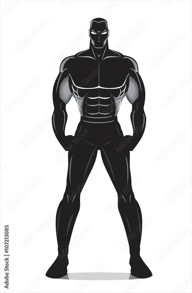 full body adult on white. Human silhouette. Elegant Muscular Man