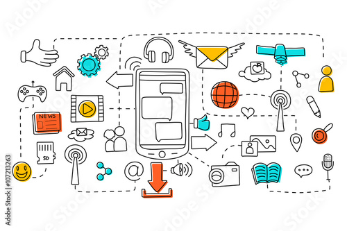 Telecommunication concept for web design template