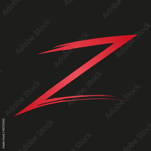 Letter z painted brushes in red in black background photo