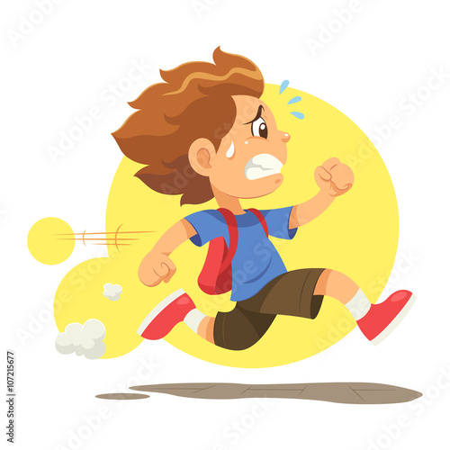 Running Late To School
A boy running hurriedly because he late to go to school.