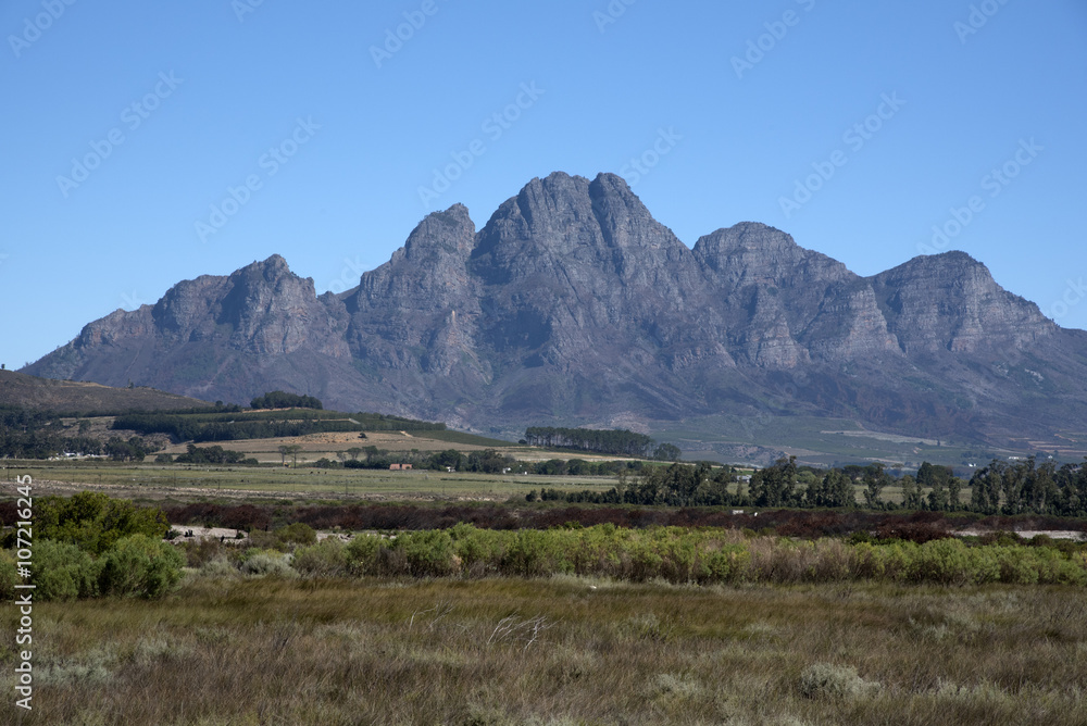 Simonsberg Mountain close to Stellenbosch in the Western Cape South Africa Simonsberg Mountain close to Stellenbosch in the Western Cape South Africa