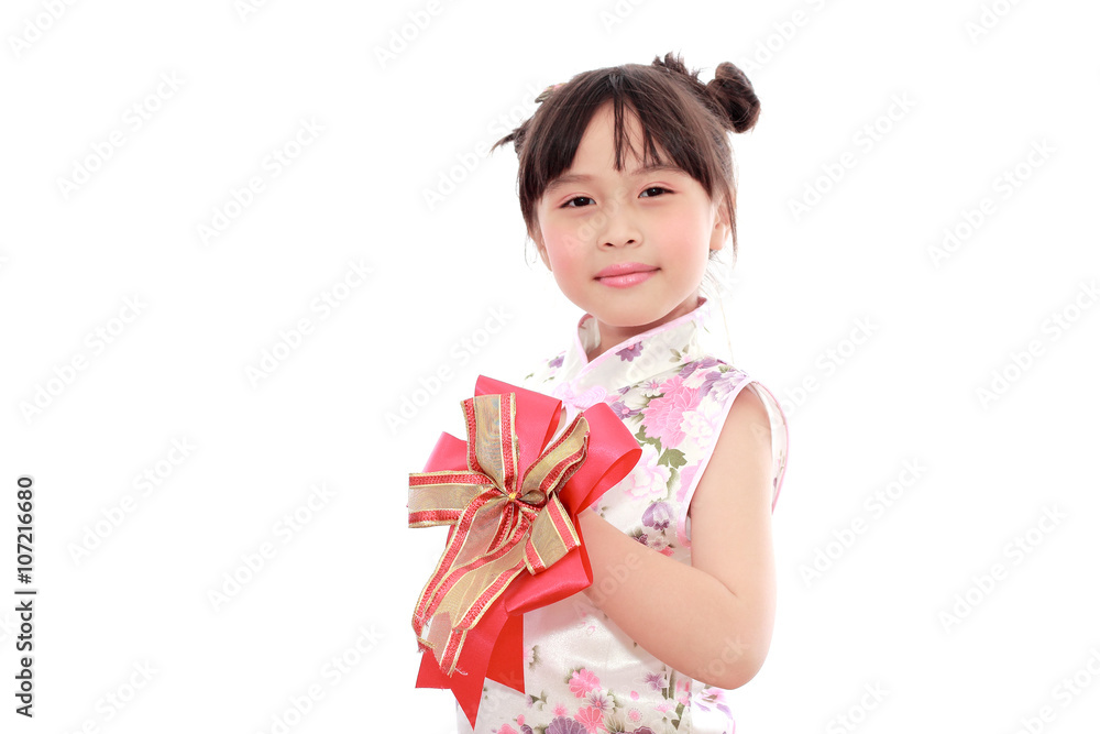 Adorable Chinese little girl holding red bag(hongbao or angbao) Adorable Chinese little girl holding red bag(hongbao or angbao)