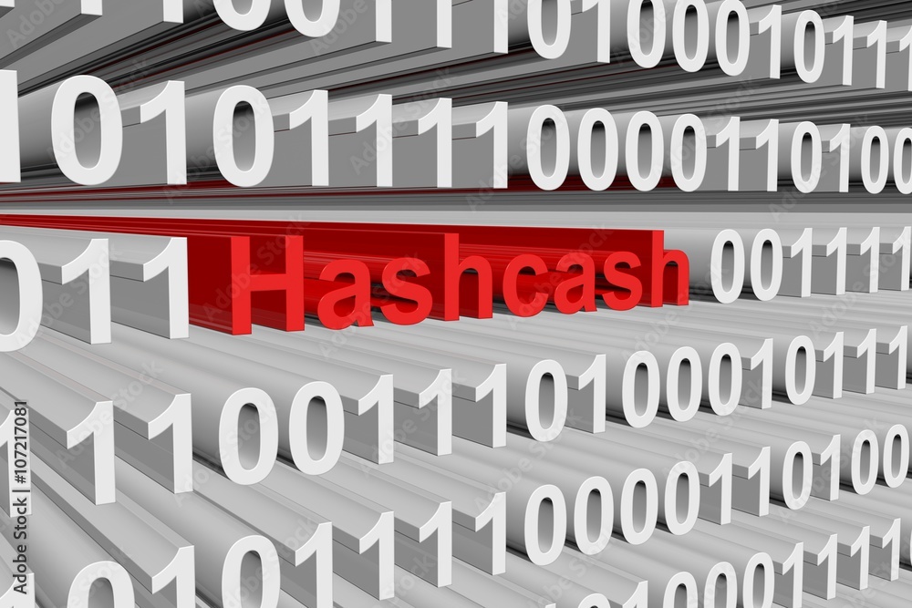 Hashcash in the form of binary code, 3D illustration