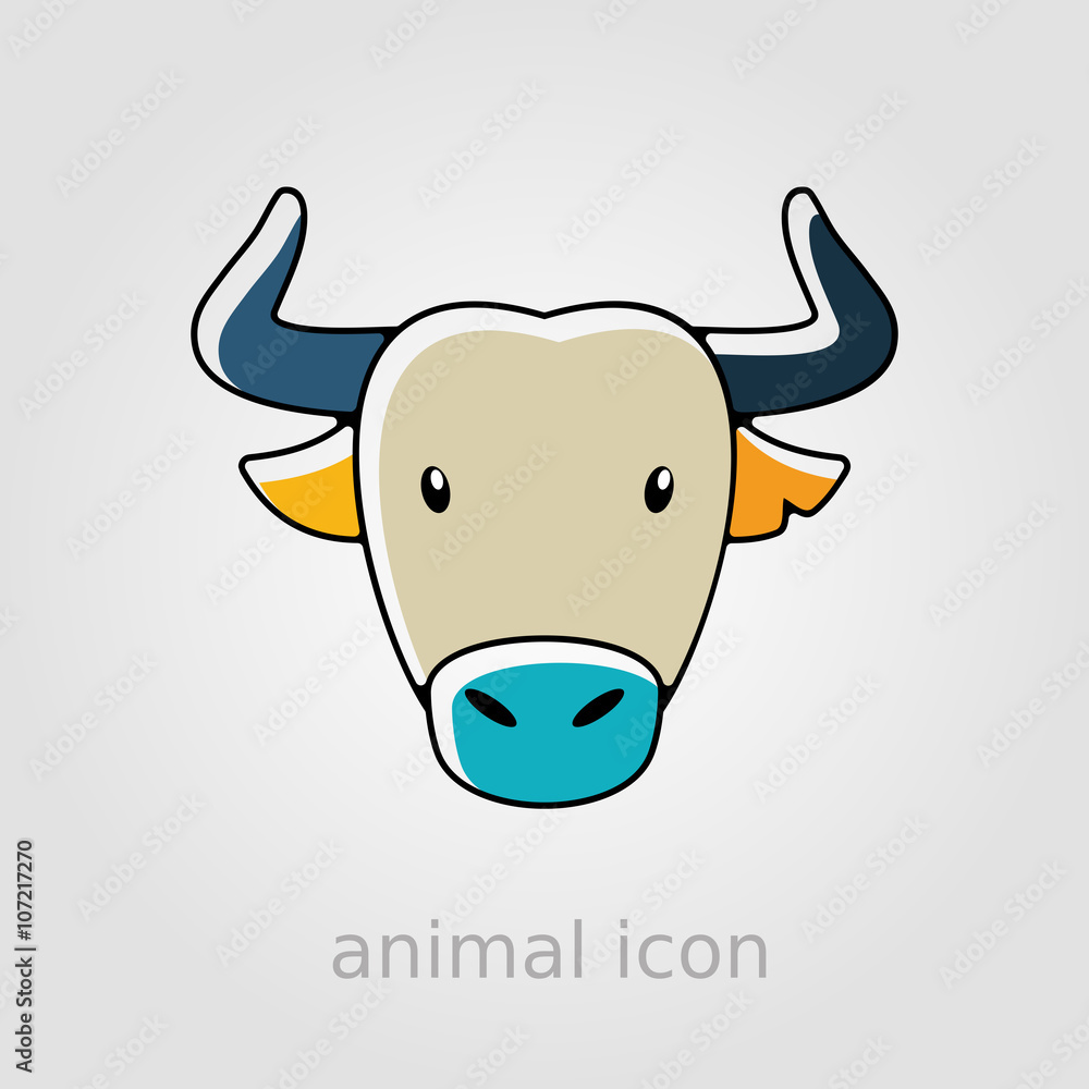 Spanish bull buffalo flat icon. Animal head vector Spanish bull buffalo flat icon. Animal head vector