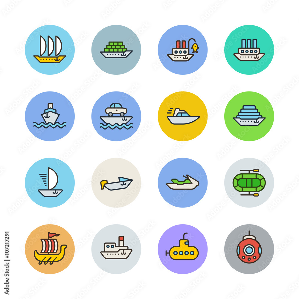 Water transport icons