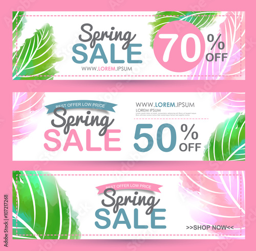 Spring Sale Banner poster tag design. Vector illustration