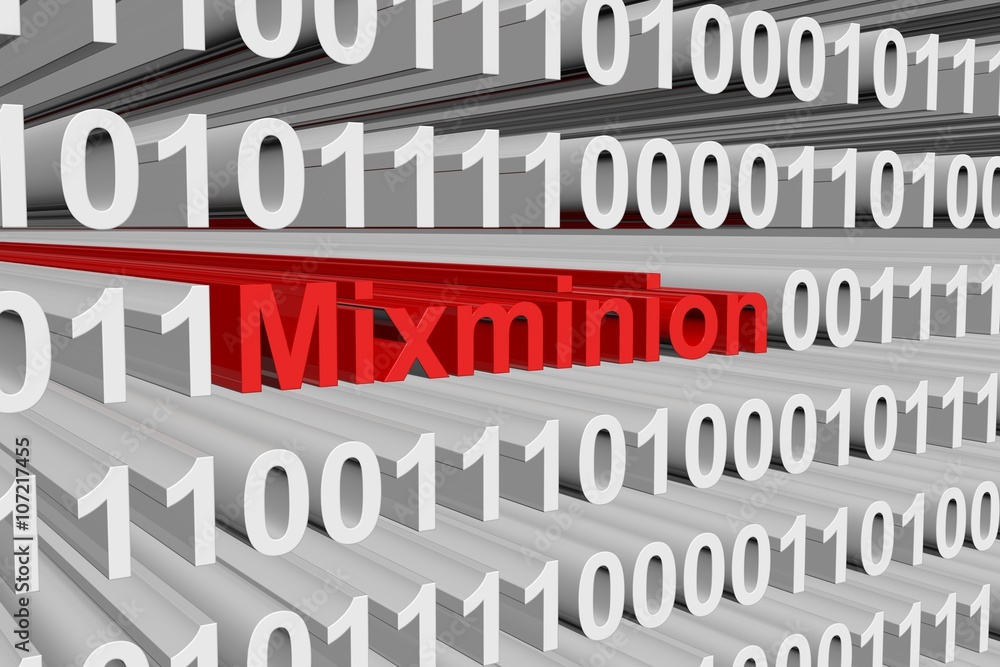 Mixminion in the form of binary code, 3D illustration