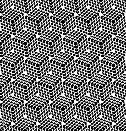 Seamless hexagons pattern. 3D illusion.