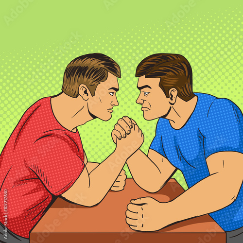 Armwrestling competition pop art style vector