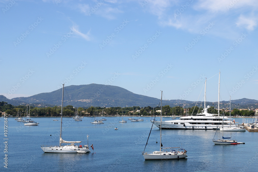 yachts and sailboats Corfu town Greece