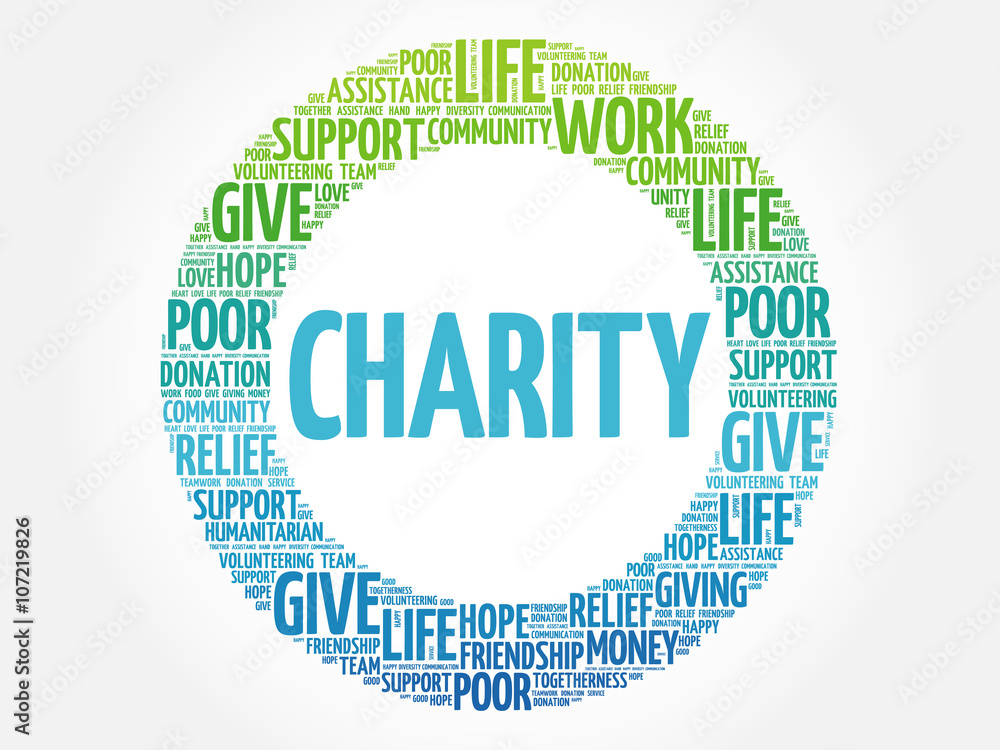 Charity word cloud collage, concept background Charity word cloud collage, concept background