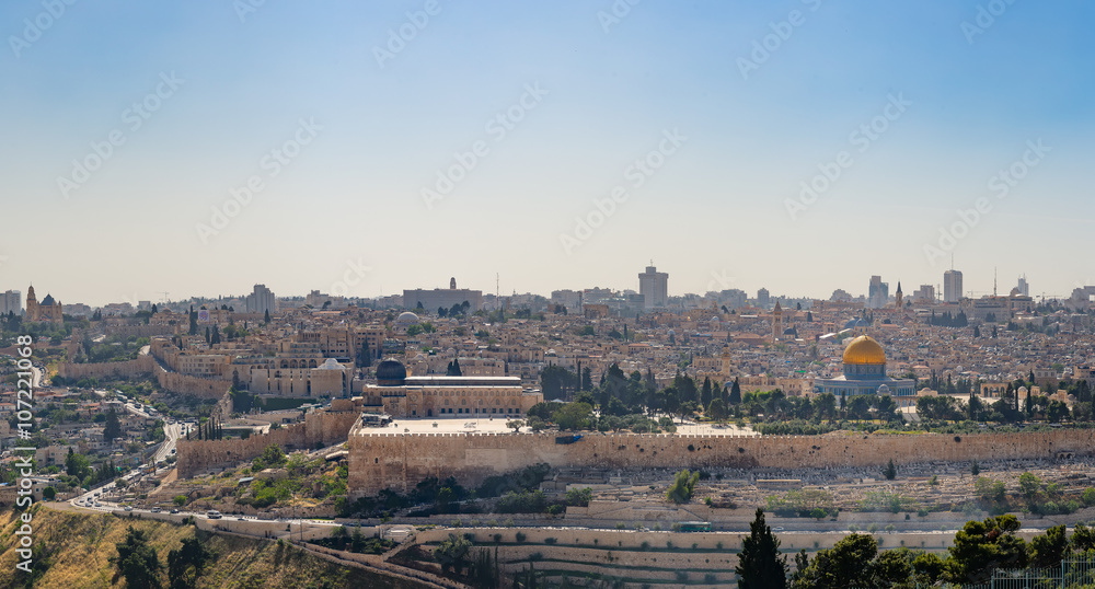 Panorama of Jerusalem the esplanade of the mosques