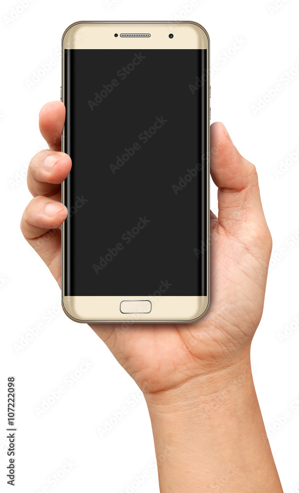Hand holding Curve Screen Smartphone with blank screen Hand holding Curve Screen Smartphone with blank screen