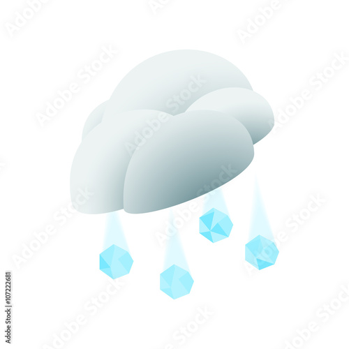 Cloud with hail icon, isometric 3d style