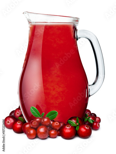 Bilde på lerret Pitcher of cranberry lingonberry smoothie