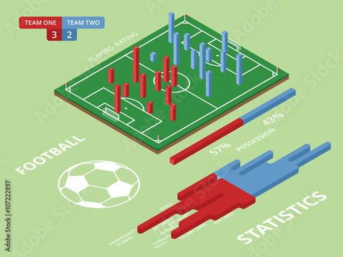 Flat Elements Of Football Match Infographics. Vector Illustration