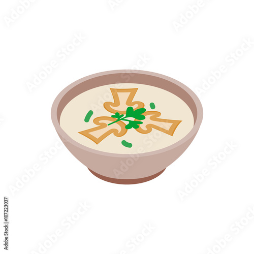 Mushroom soup icon, isometric 3d style