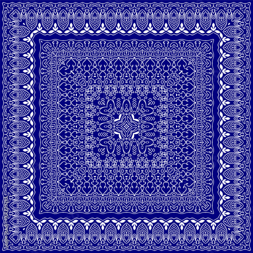 Blue bandanna with white ornament