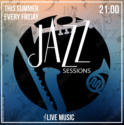Jazz Sessions grunge poster vector