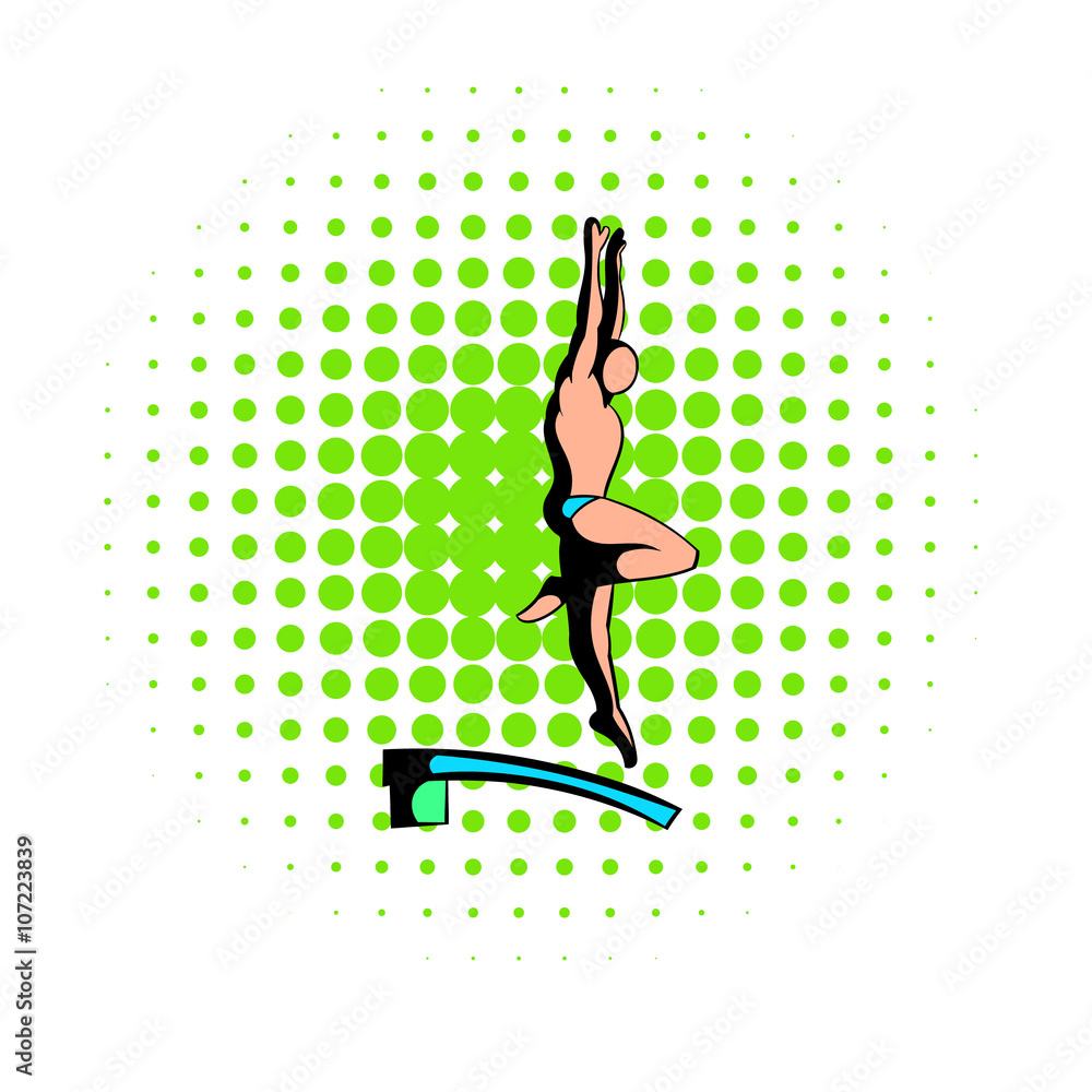 Man jumping in a pool from a high tower icon Man jumping in a pool from a high tower icon