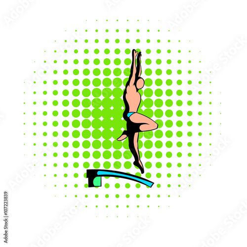 Man jumping in a pool from a high tower icon