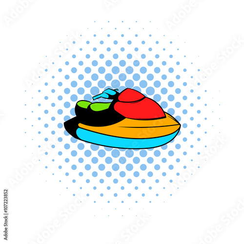Jet ski water scooter icon, comics style