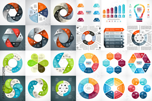 Vector circle arrows infographic, diagram, graph, presentation, chart. Business cycle concept with 6 options, parts, steps, processes. Info graphic data template.