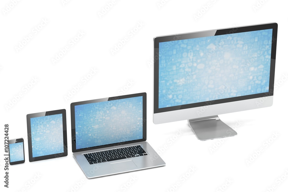 Ultimate web design, laptop, smartphone, tablet, computer, display. 3d rendering. Ultimate web design, laptop, smartphone, tablet, computer, display. 3d rendering.