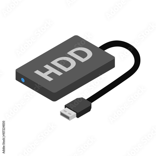 Hard disk drive icon, cartoon style