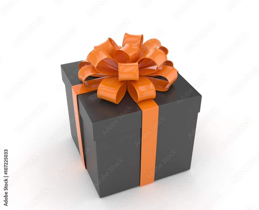 Obraz premium gift box with bows isolated on white. 3d rendering.
