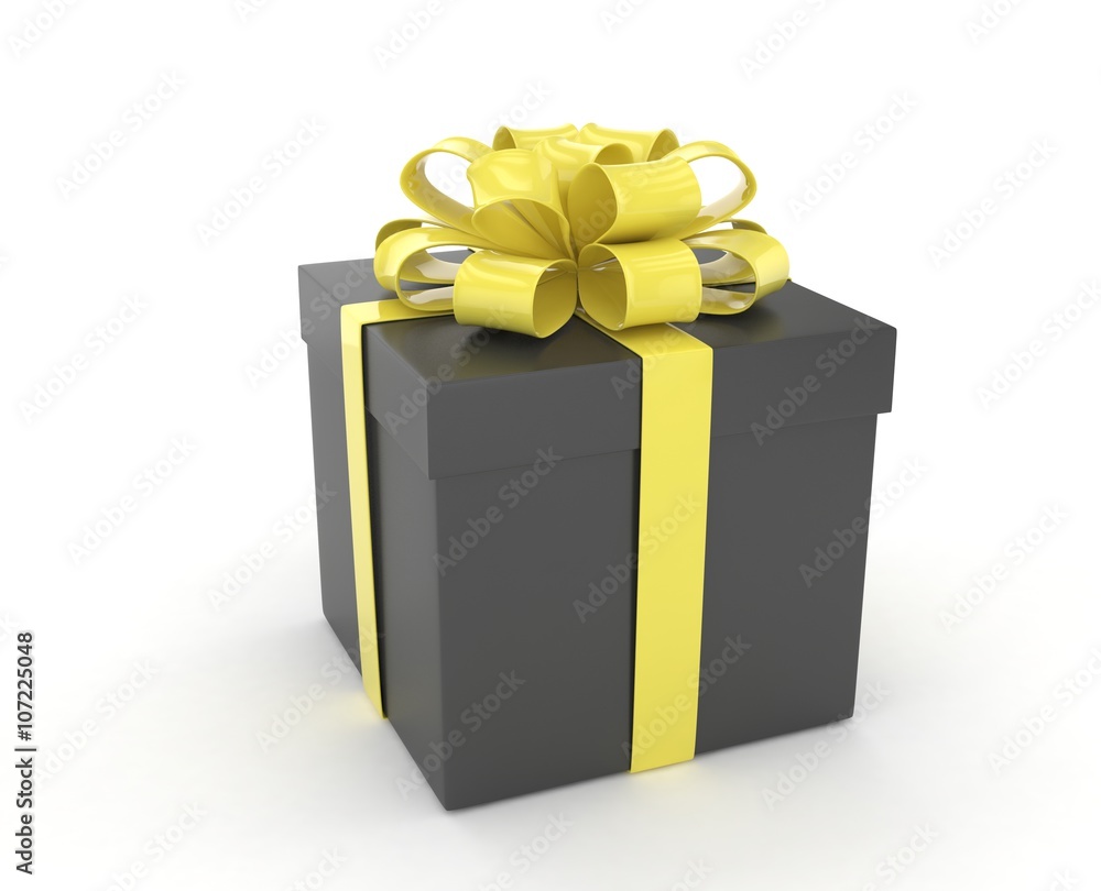 gift box with bows isolated on white. 3d rendering. gift box with bows isolated on white. 3d rendering.