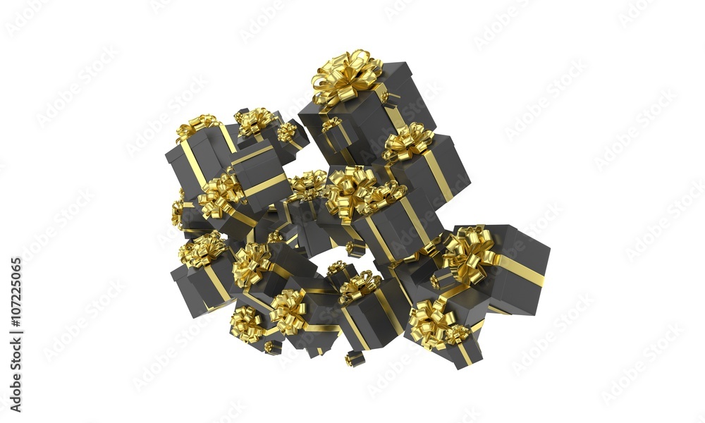 flying gift boxes on white. 3d rendering. flying gift boxes on white. 3d rendering.