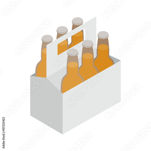 Six bottles in a cardboard box with a handle icon