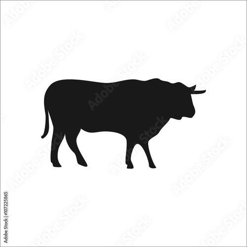 Cow silhouette simple icon on background