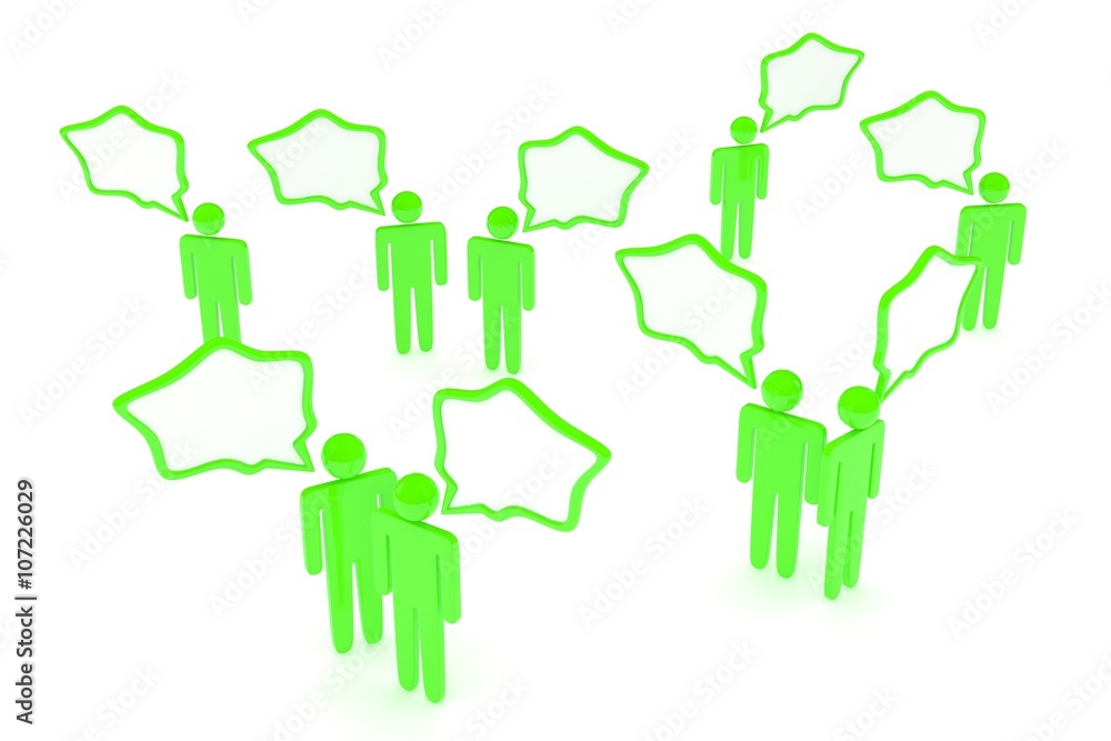 people with talk bubbles isolated over a white background. 3d rendering. people with talk bubbles isolated over a white background. 3d rendering.