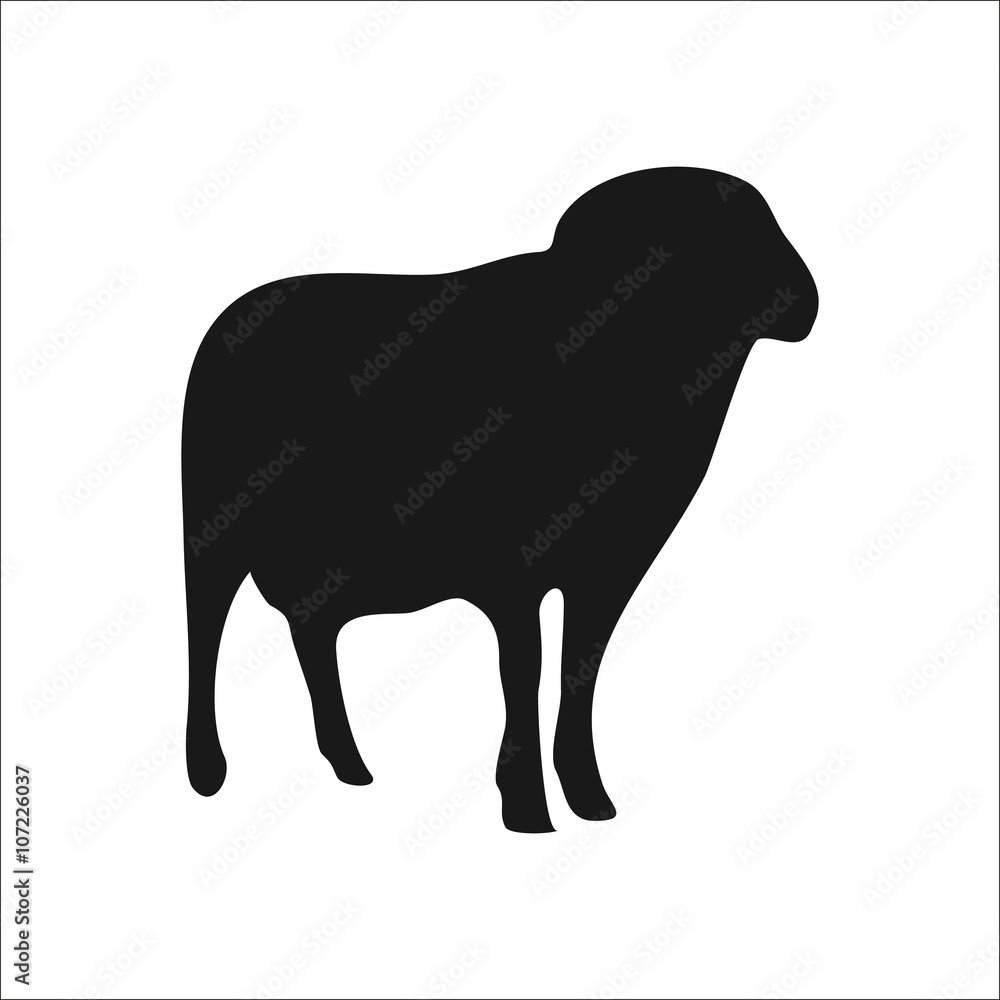 Sheep silhouette simple icon on white background Sheep silhouette simple icon on white background