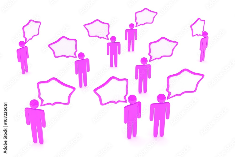 people with talk bubbles isolated over a white background. 3d rendering. people with talk bubbles isolated over a white background. 3d rendering.