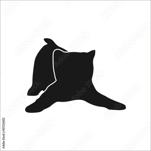 Cat playing kitten silhouette simple icon on white  background