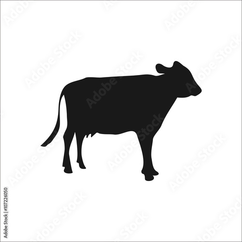 Cow silhouette simple icon on  background