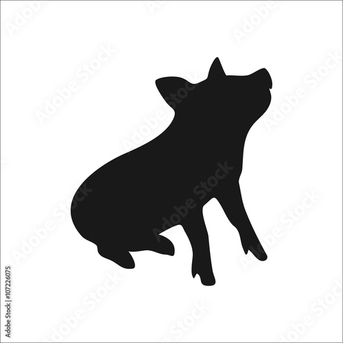Pig silhouette simple icon on background